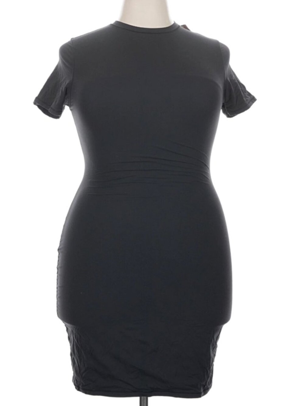 SKIMS Fits Everybody T Shirt Dress Short Sleeve Stretch Mini Black NWT 2X